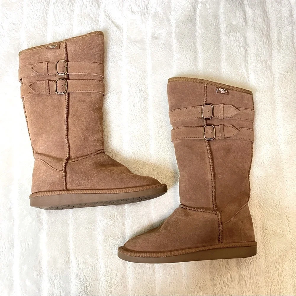 Emu Wool Tan Brown Winter Snow Boots with Buckle Accents Casual Size 6